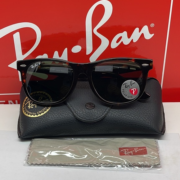 BNWT Rayban Wayfarer Unisex 2140 Tortoise W Brown Polarized lenses asstd - Picture 2 of 7